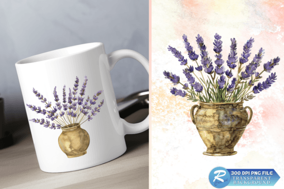 Download Lavender Golden Vase Watercolor Clipart - Watercolor clipart Collection