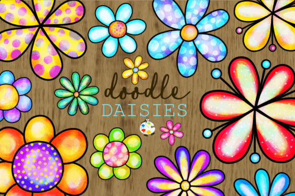 Download Doodle Daisy Flower Watercolor Clipart - Watercolor clipart Collection
