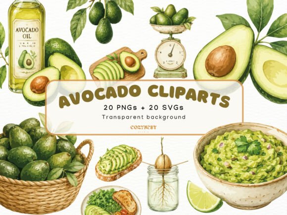 Download Avocado Watercolor Clipart Botanical PNG - Watercolor clipart Collection