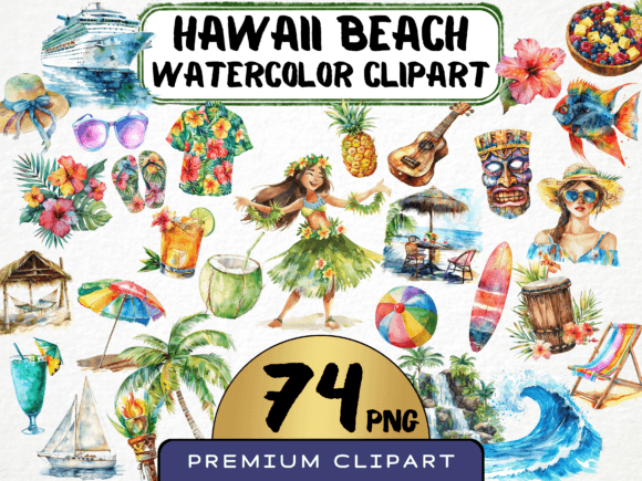 Download Hawaii Beach Watercolor Clipart - Watercolor clipart Collection