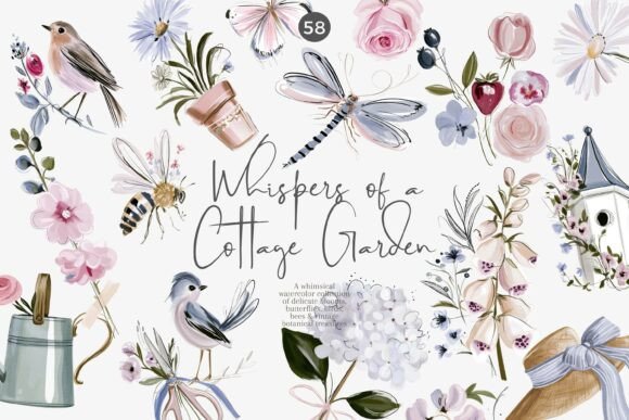 Download Cottage Garden Watercolor Clipart - Watercolor clipart Collection