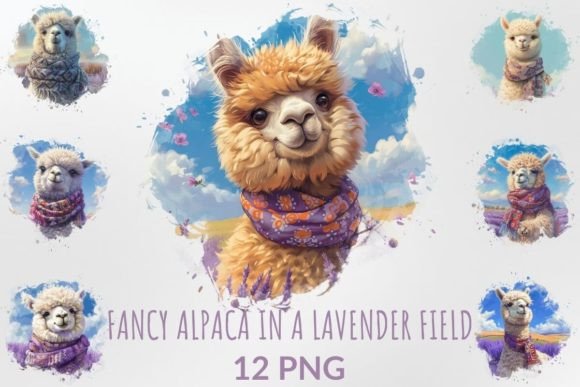 Download Fancy Alpaca in a Lavender Field Clipart - Lavender field Collection
