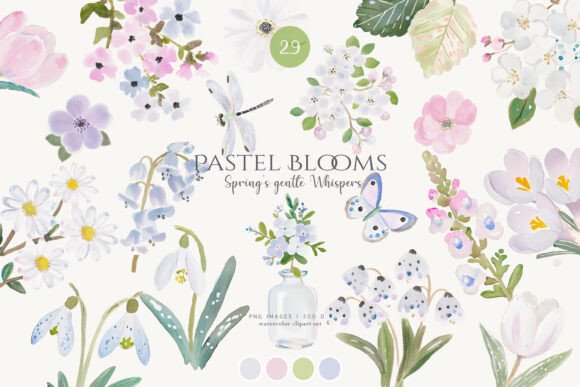 Download Spring Florals Pastel Flowers Clipart - Spring florals Collection