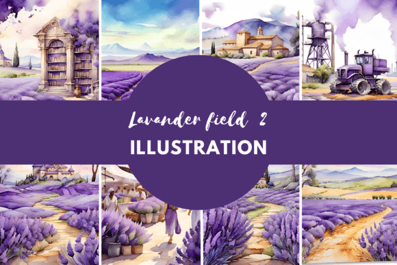 Download Lavender Field Watercolor Painting - Premium Resources