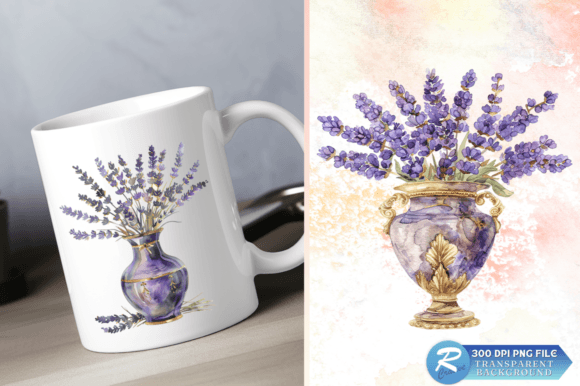 Download Lavender Golden Vase Watercolor Clipart - Watercolor clipart Collection