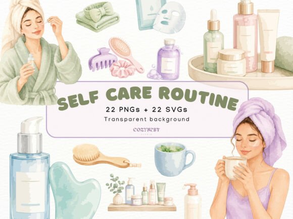 Download Self Care Routine Watercolor Clipart PNG - Watercolor clipart Collection