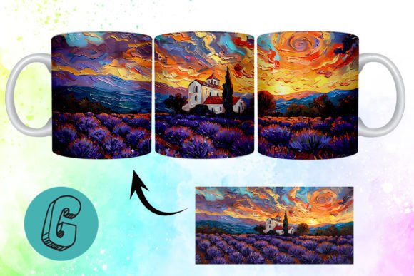 Download Oil Painting Lavender Field Mug Wrap 11 - Lavender field Collection