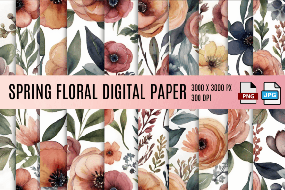 Download Spring Florals Digital Paper Bundle - Spring florals Collection