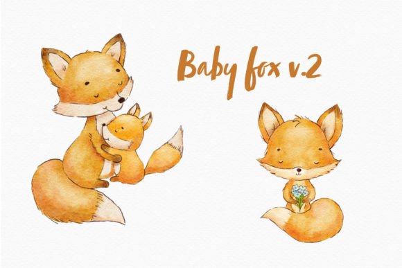 Download Cute Mom Fox Watercolor Clipart Baby Png - Watercolor clipart Collection