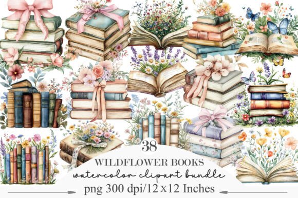 Download Wildflower Books Watercolor Clipart - Watercolor clipart Collection