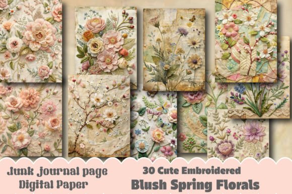 Download Cute Embroidered Blush Spring Florals - Spring florals Collection