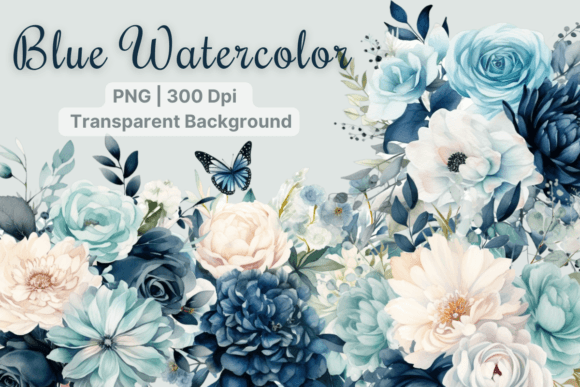 Download Blue Flower, Floral Watercolor Clipart - Watercolor clipart Collection