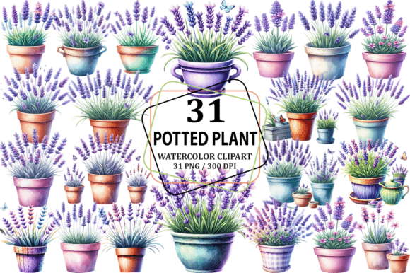Download Watercolor Lavender Potted Plant Clipart - Plant Collection