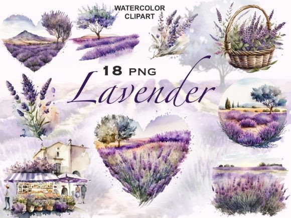 Download Watercolor Lavender Field, Lilac Clipart - Lavender field Collection