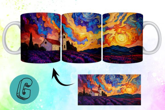 Download Oil Painting Lavender Field Mug Wrap 20 - Lavender field Collection