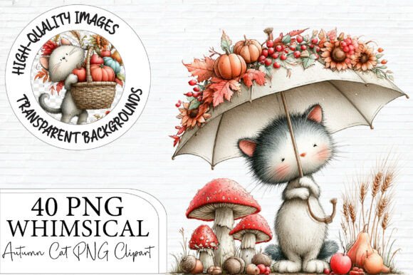 Download Watercolor Fall Cat PNG - Watercolor fall Collection