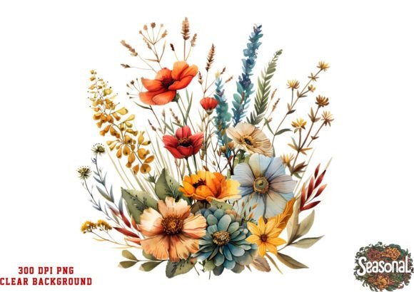 Download Boho Flowers Bouquet Watercolor Clipart - Watercolor clipart Collection