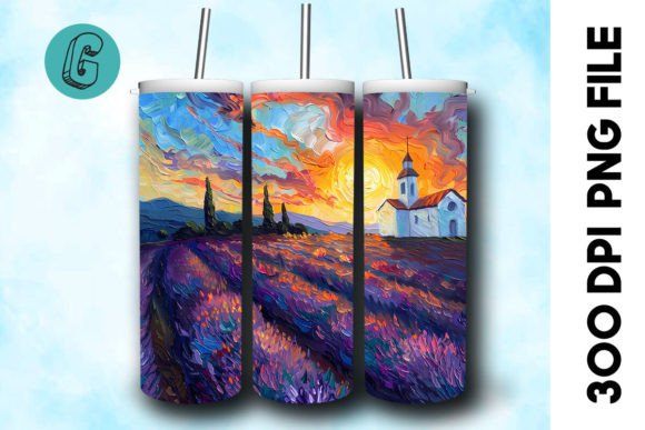 Download Oil Paint Lavender Field Tumbler Wrap 29 - Lavender field Collection