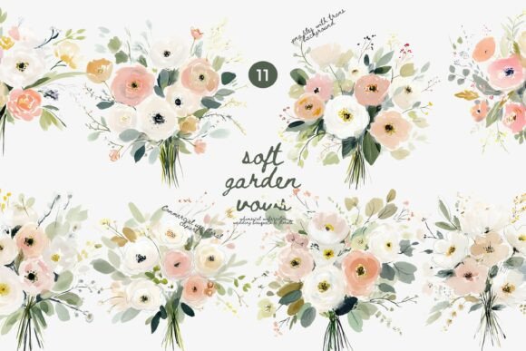Download Soft Garden Roses Watercolor Clipart - Watercolor clipart Collection