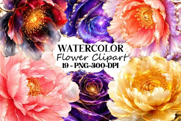 Download Watercolor Flower Clipart PNG Bundle - Flower clipart png Collection