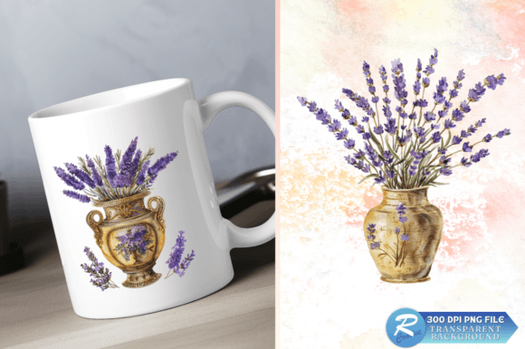 Download Lavender Golden Vase Watercolor Clipart - Watercolor clipart Collection