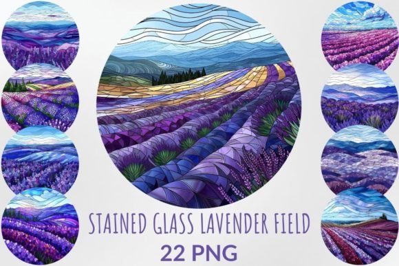 Download Stained Glass Lavender Field Sublimation - Lavender field Collection