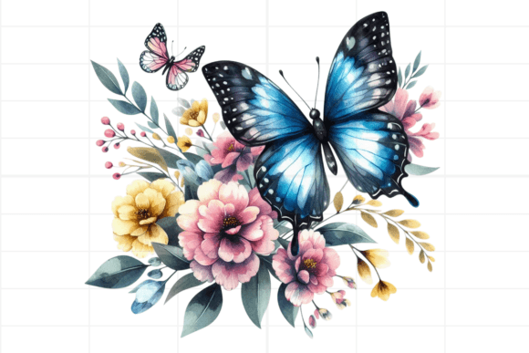 Download Butterfly and Flower Watercolor Clipart - Watercolor clipart Collection