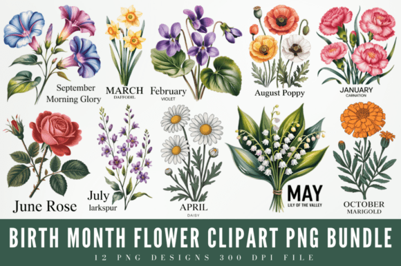 Download Birth Month Flower Clipart PNG Designs - Flower clipart png Collection