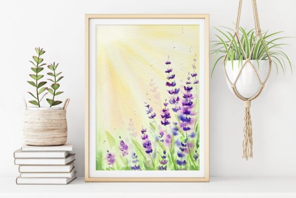 Download Watercolor Lavender Field Wall Art - Lavender field Collection