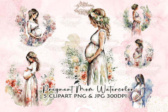 Download Pregnant Mom Watercolor Clipart - Watercolor clipart Collection