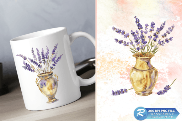 Download Lavender Golden Vase Watercolor Clipart - Watercolor clipart Collection