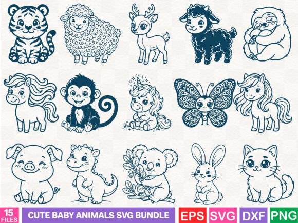 Download Cute Baby Animals SVG Bundle - Cute baby animals Collection