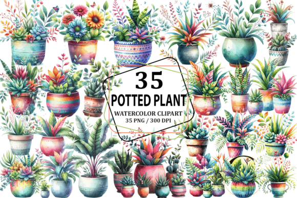 Download Potted Plant Clipart Sublimation Bundle - Plant Collection