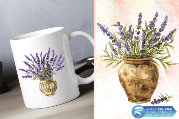 Download Lavender Golden Vase Watercolor Clipart - Watercolor clipart Collection
