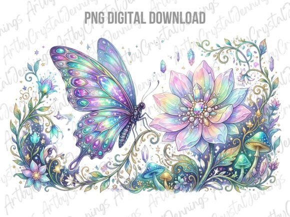 Download Crystal Butterfly Flower Clipart PNG - Flower clipart png Collection