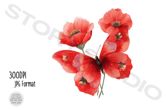 Download Poppy Butterfly Watercolor Clipart - Watercolor clipart Collection
