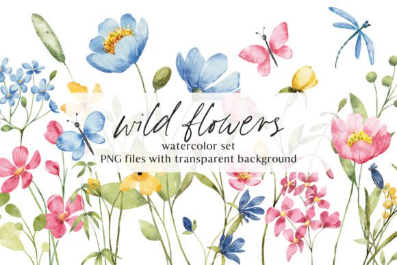 Download Wild Flowers, Watercolor Clipart, PNGю - Watercolor clipart Collection