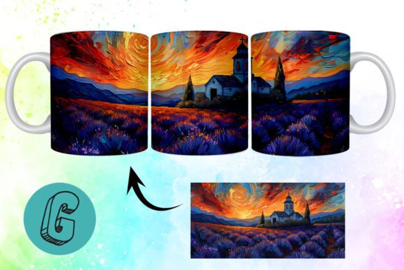 Download Oil Painting Lavender Field Mug Wrap 09 - Lavender field Collection