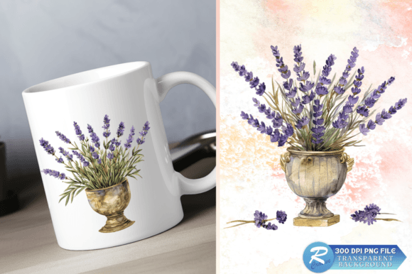 Download Lavender Golden Vase Watercolor Clipart - Watercolor clipart Collection