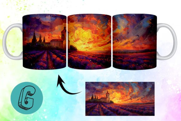 Download Oil Painting Lavender Field Mug Wrap 15 - Lavender field Collection