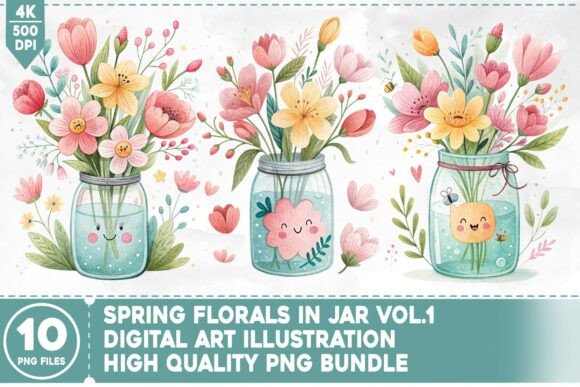 Download Spring Florals in Jar V.1 PNG Bundle - Spring florals Collection