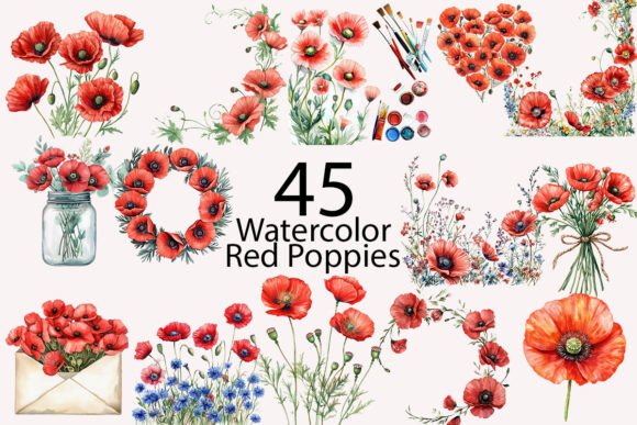 Download Poppies Watercolor Clipart - Watercolor clipart Collection