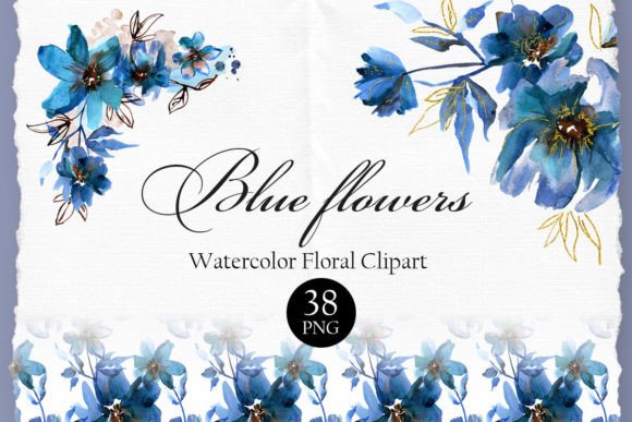 Download Blue Floral Watercolor Clipart - Watercolor clipart Collection