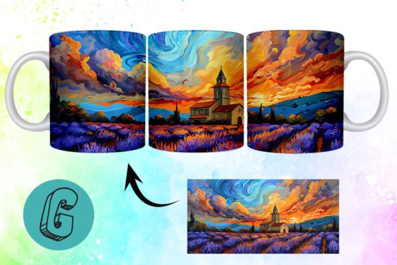 Download Oil Painting Lavender Field Mug Wrap 16 - Lavender field Collection