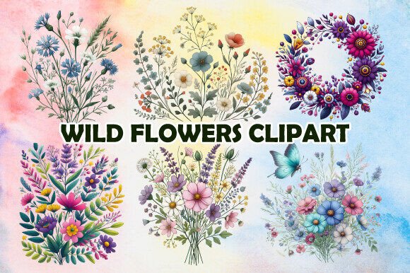Download Whimsical Wildflowers Watercolor Clipart - Watercolor clipart Collection