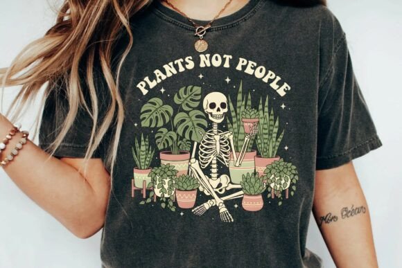 Download Retro Skeleton Gardening Plants Not People Vintage Boho Plant Lover Png - Plant Collection