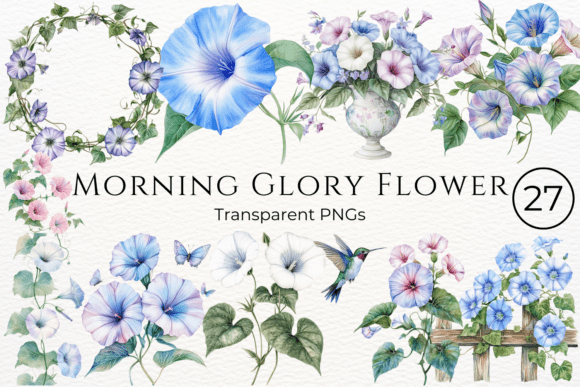 Download Morning Glory Flower Watercolor Cliparts - Watercolor clipart Collection