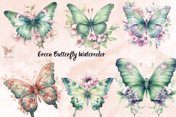 Download Green Butterfly Watercolor Cliparts - Watercolor clipart Collection